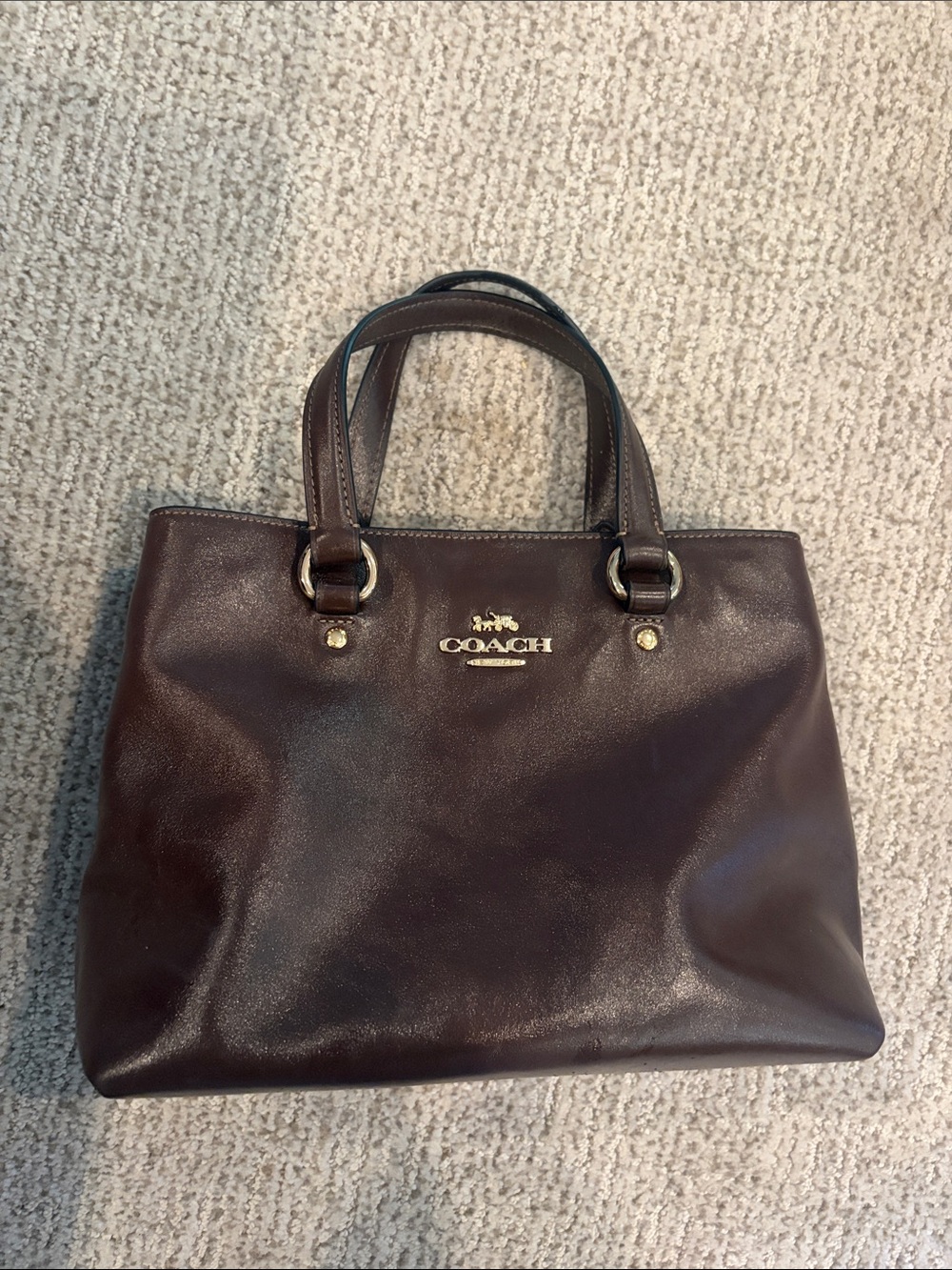 COACH Brown Leather Tote Bag - Signature Logo
